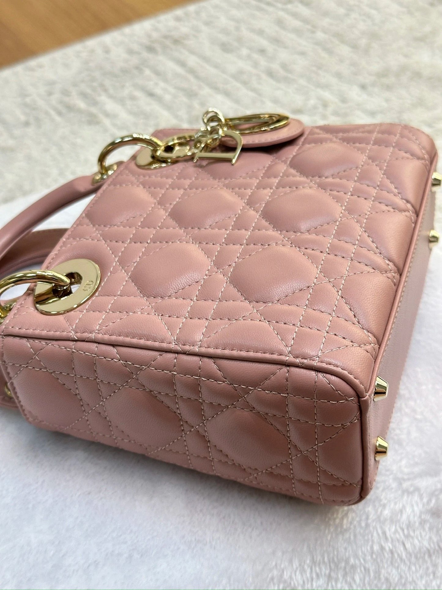 Christian Dior Mini Lambskin Cannage Lady Dior Pink GHW