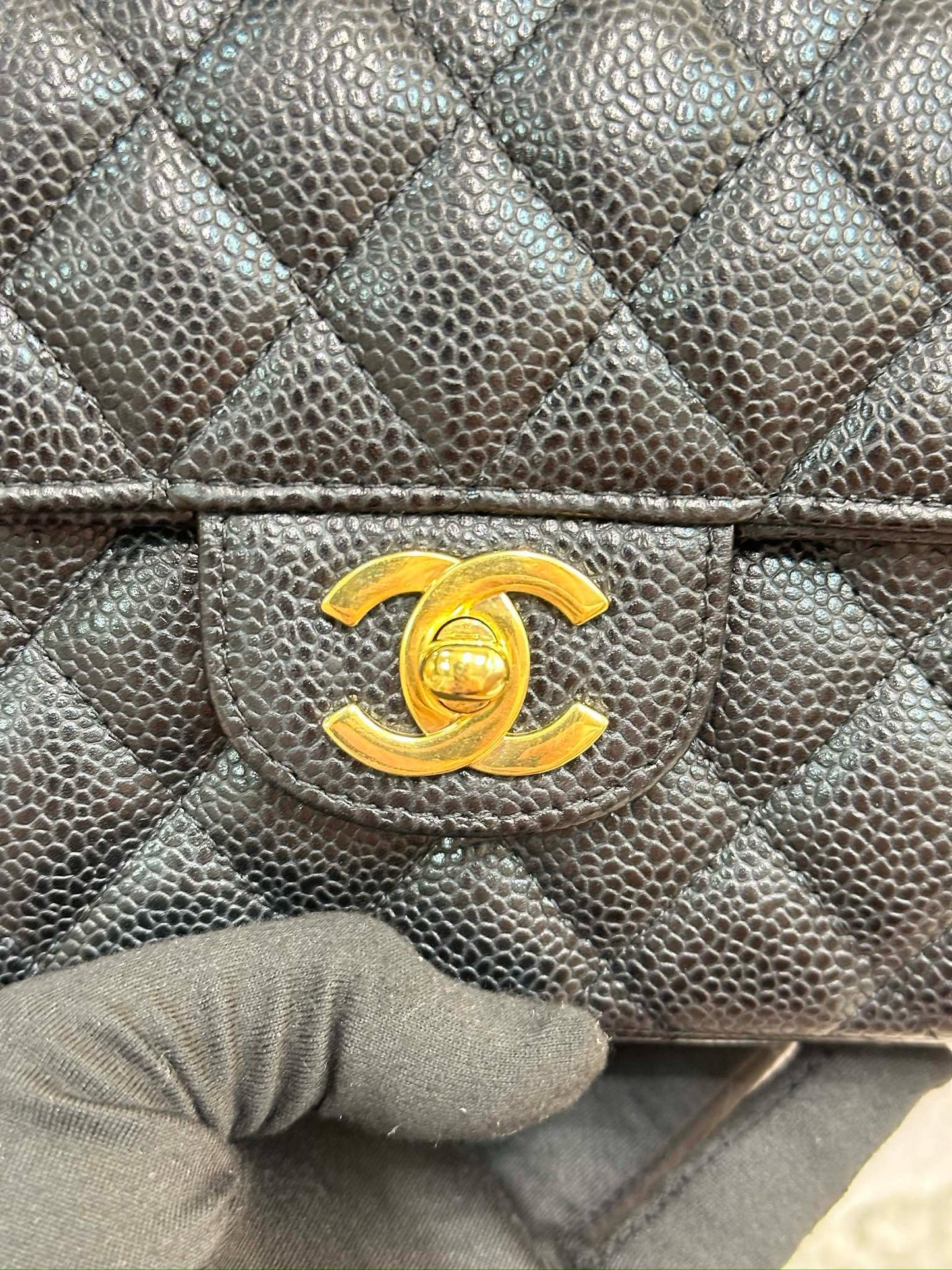 Chanel Caviar East West Flap Bag Black GHW