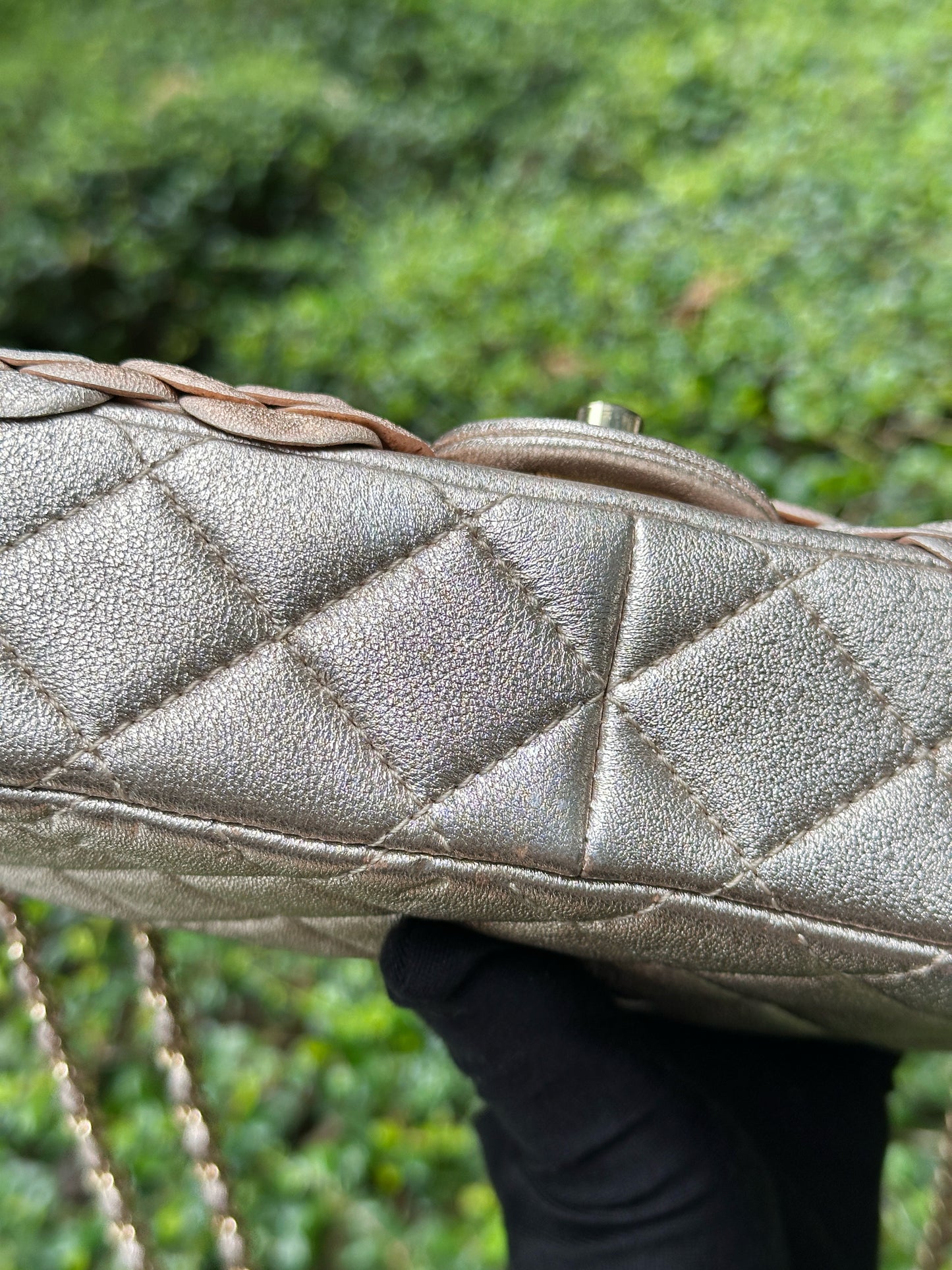 Chanel Camellia Mini Metallic Rose Gold/Pink Lambskin Gold Hardware 2078 holo card