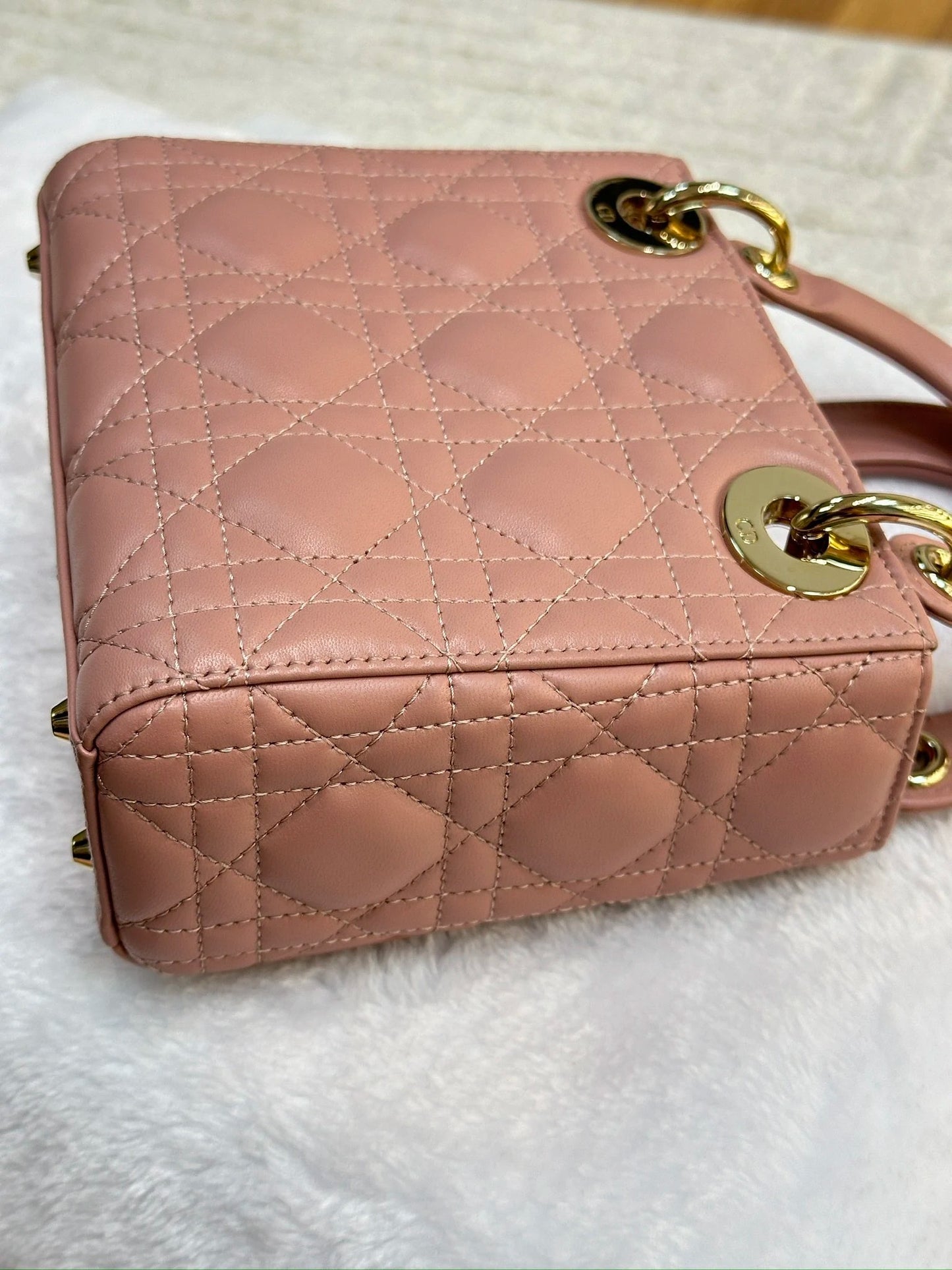 Christian Dior Mini Lambskin Cannage Lady Dior Pink GHW