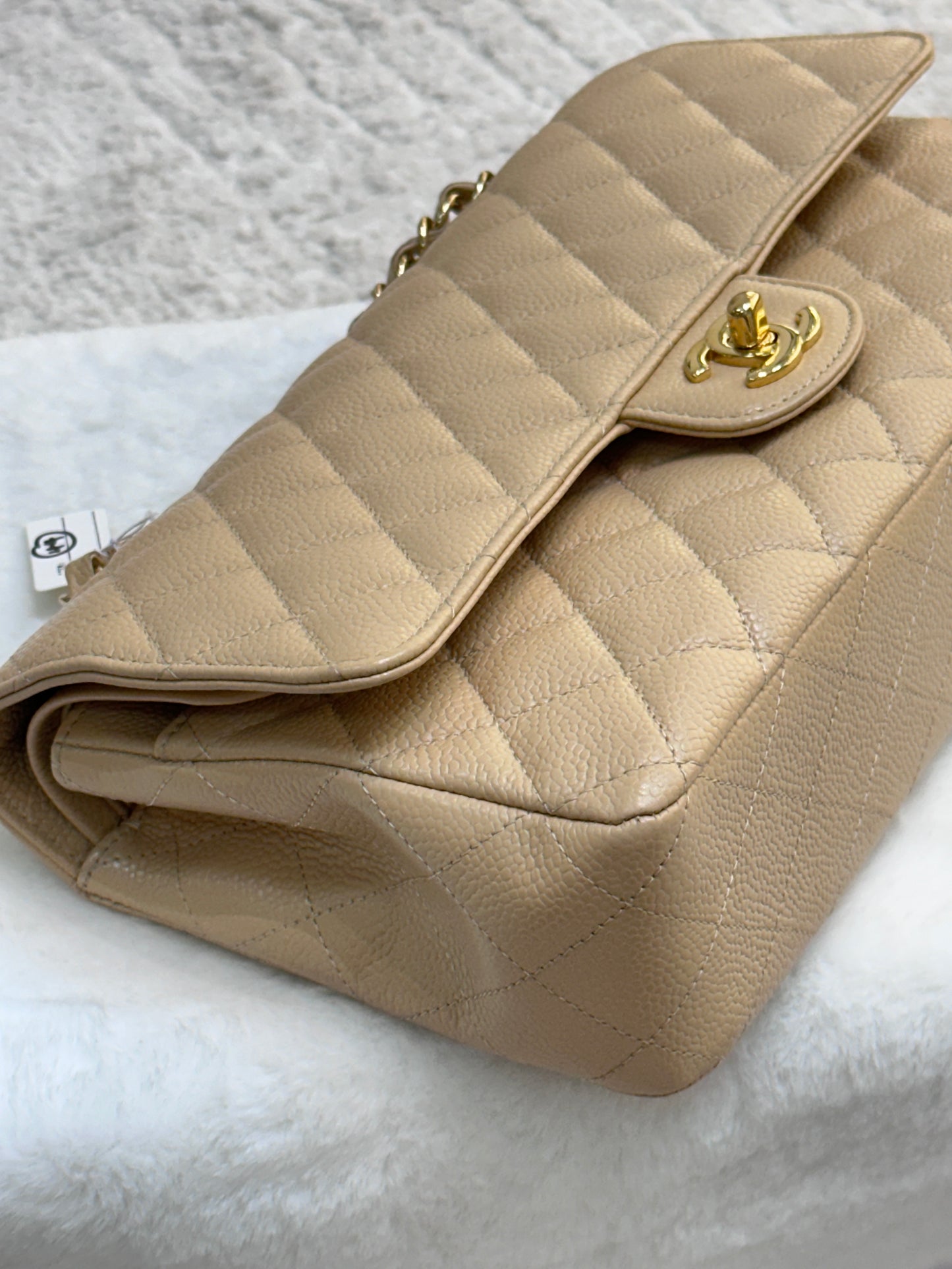 Chanel Medium Caviar Classic Double Flap Bag Beige