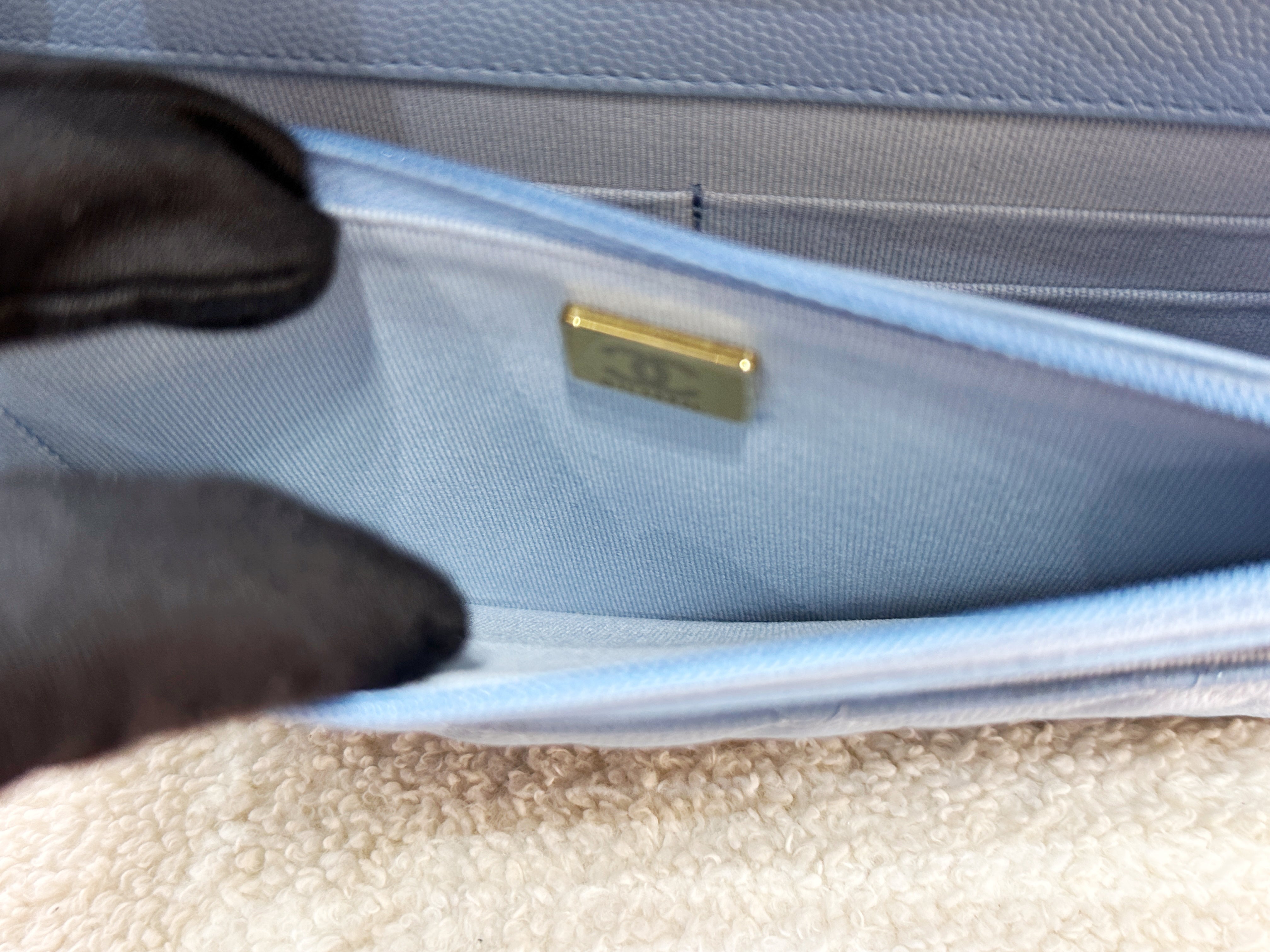 Chanel Classic Wallet on Chain Caviar Blue GHW G1L4 microchip