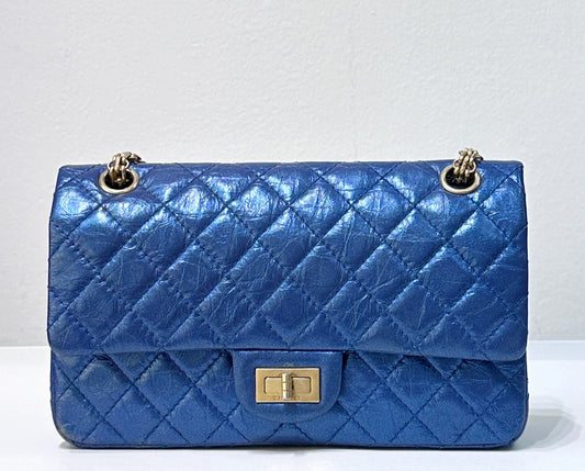 19A Chanel Iridescent Royal Electric Blue 2.55 225 Medium Reissue Flap Bag