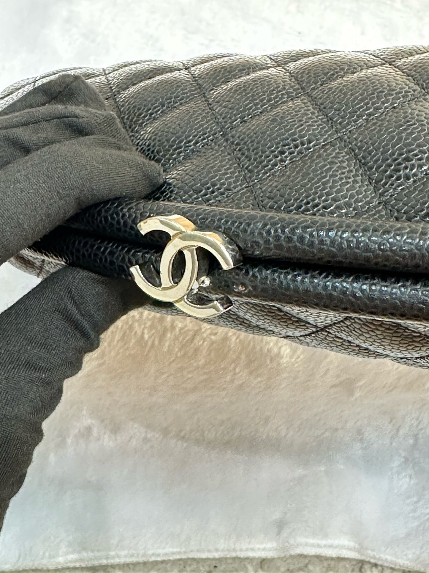 Chanel Quilted Timeless Kisslock Clutch Black Caviar SHW