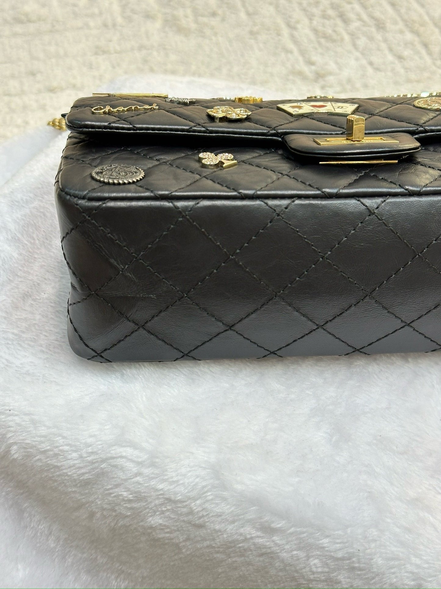 Chanel Small 2.55 Reissue Aged Calfskin Lucky Charms 225 Flap Black