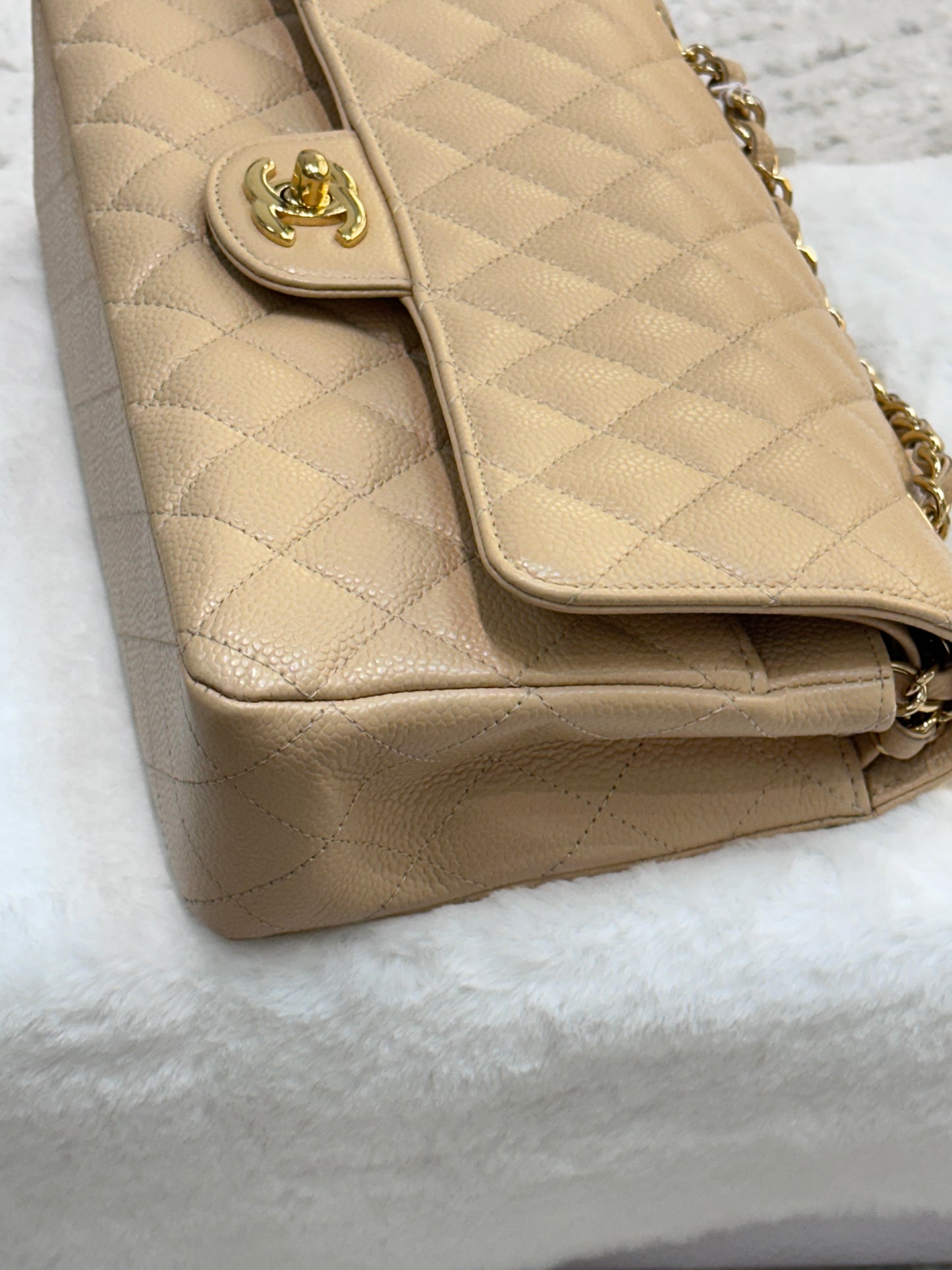 Chanel Medium Caviar Classic Double Flap Bag Beige