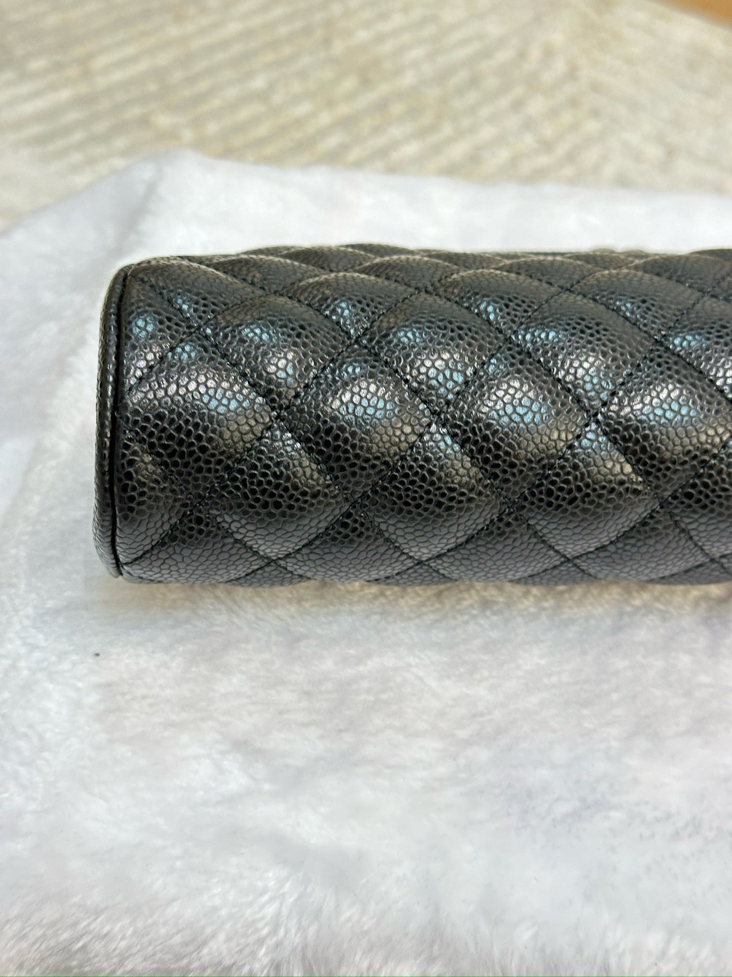 Chanel Quilted Timeless Kisslock Clutch Black Caviar SHW