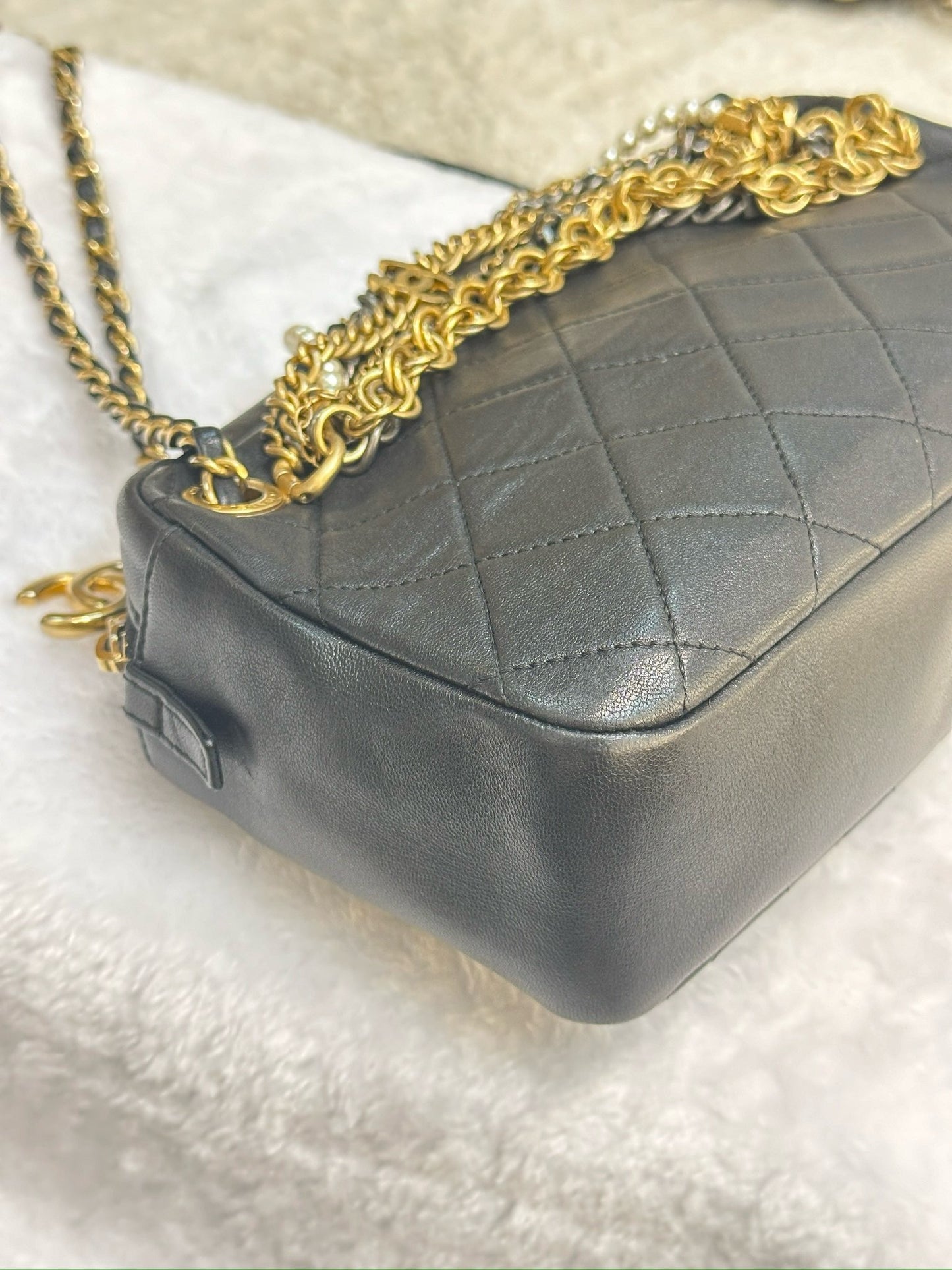 Chanel Lambskin Quilted All About Chains Camera Bag Black