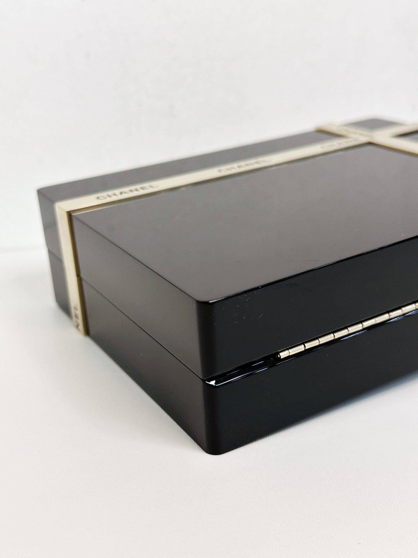 Chanel Plexiglass Gift Box Clutch Black 2327 holo card