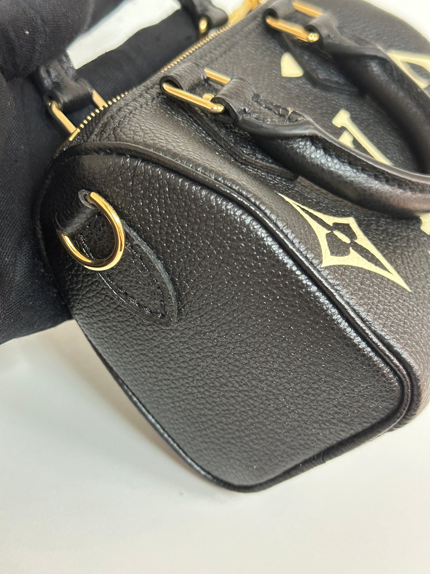 Louis Vuitton Speedy Bandouliere Nano Black Top Handle Bag in Monogram Empreinte Leather GHW