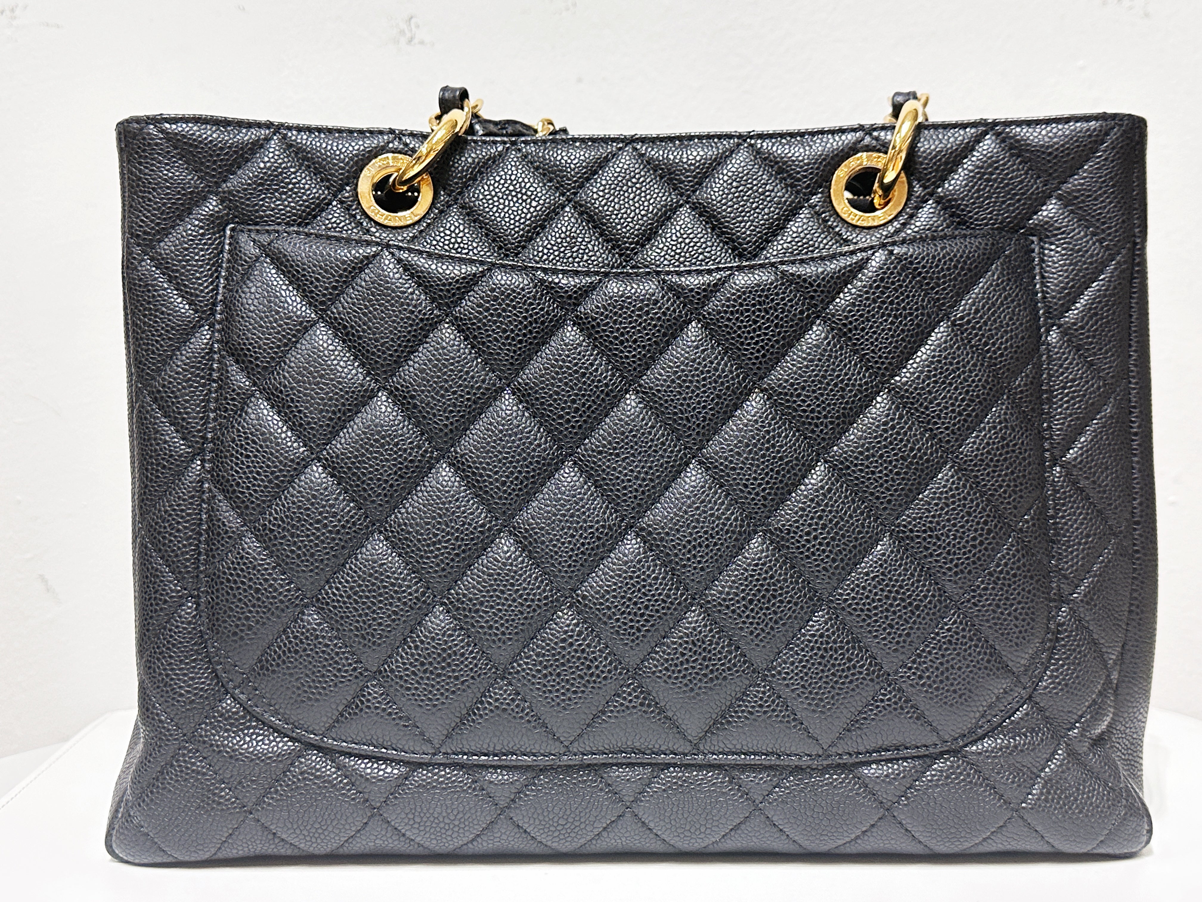 Chanel Caviar Grand Shopping Tote GST Black GHW 1640 holo card