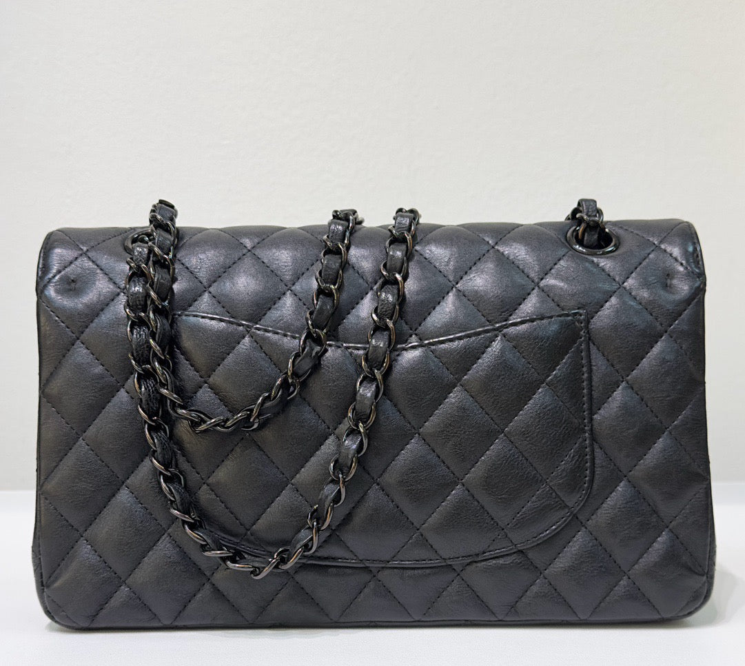 Chanel Medium Calfskin Classic So Black Double Flap Bag