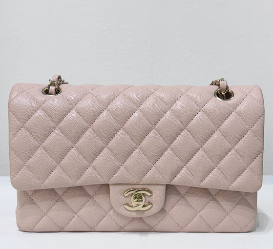 Chanel Medium Caviar Quilted Double Flap Light Pink 21Ｃ