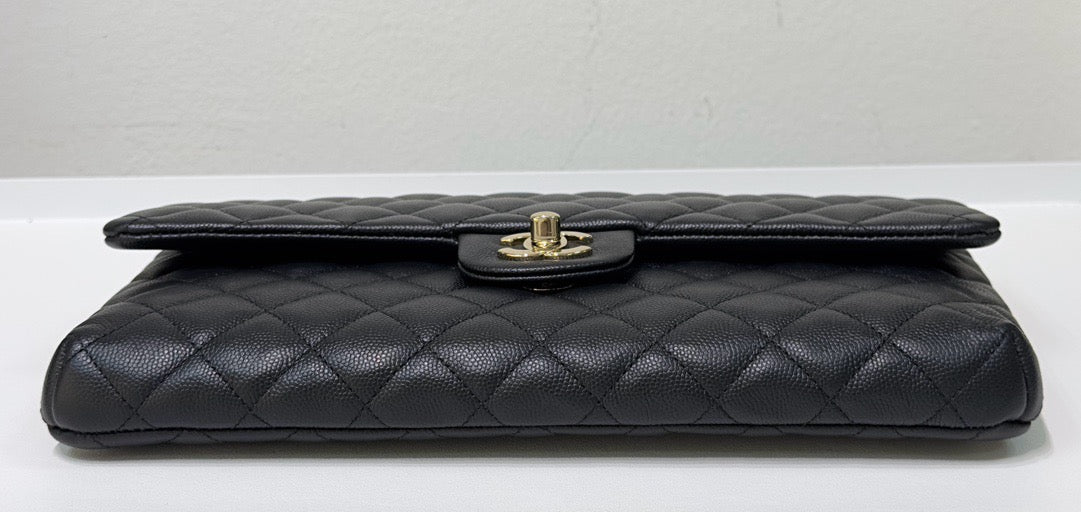 Chanel Quilted Caviar Classic Clutch Black GHW