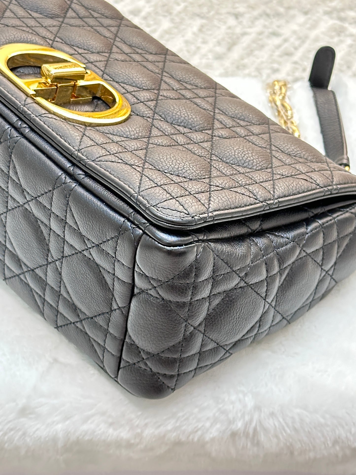 Dior Medium Caro Bag Supple Cannage Calfskin Black GHW