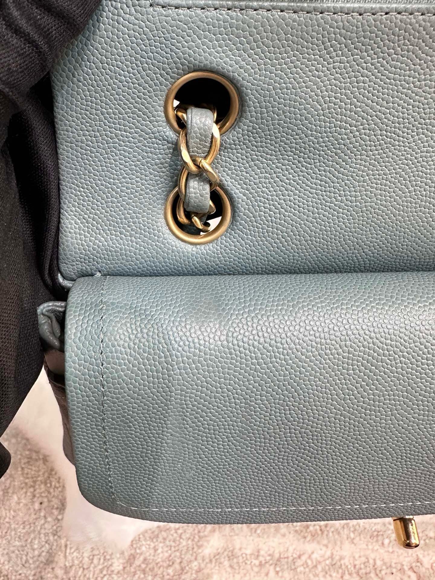 Chanel Medium Classic Sky Blue Bag 18C