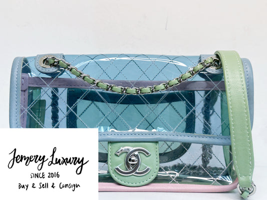 Chanel Coco Splash PVC Mini Flap Bag Blue/Green/Pink 2569 holo