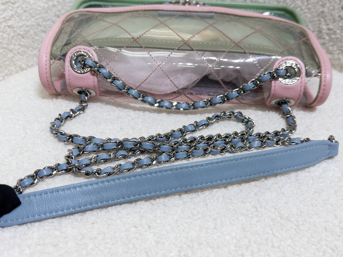 Chanel Coco Splash PVC Mini Flap Bag Pink/Green/Blue 2576 holo card