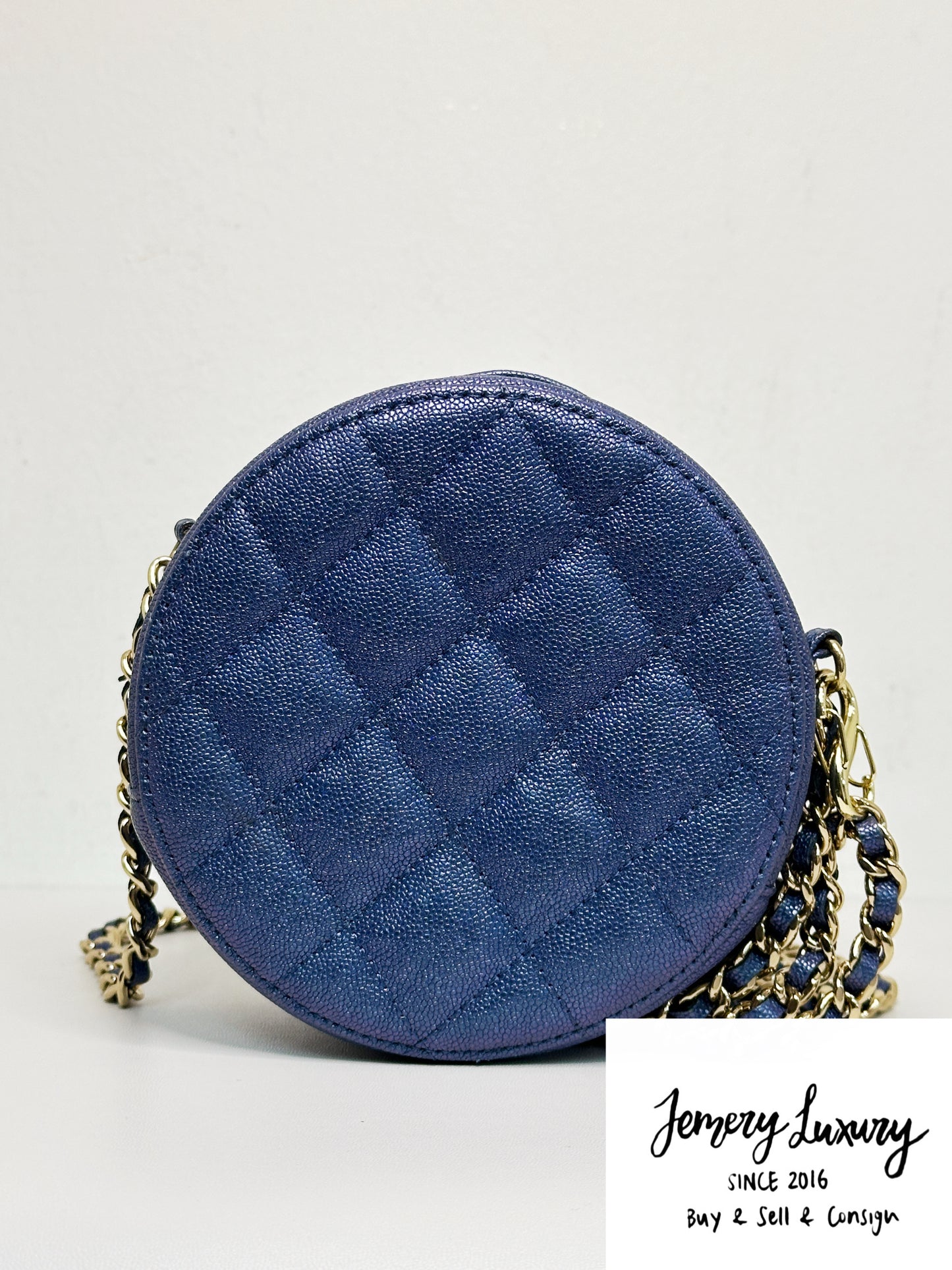 Chanel Matelasse Classic Chain Shoulder Bag Blue 2798 holo card