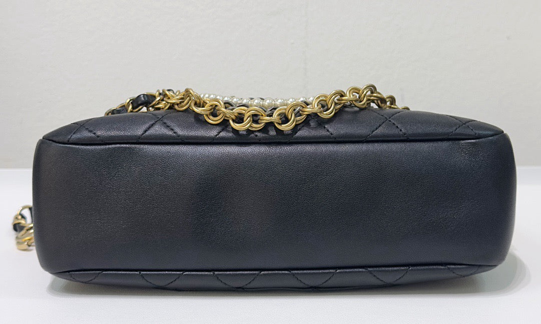 Chanel Lambskin Quilted All About Chains Camera Bag Black