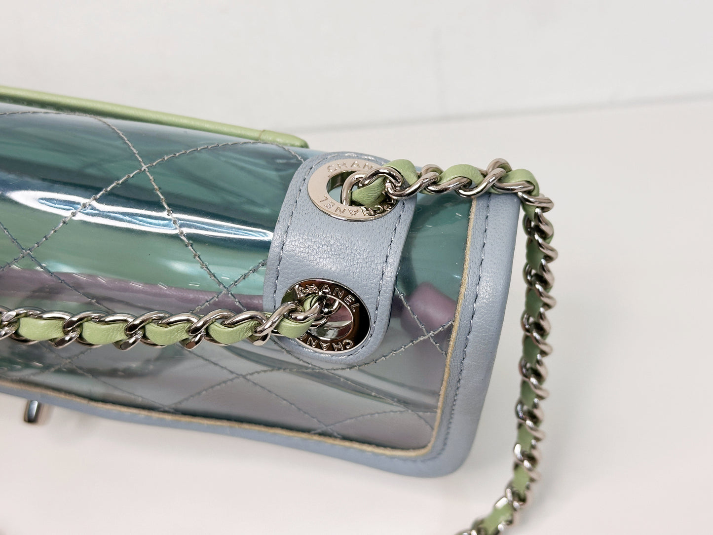 Chanel Coco Splash PVC Mini Flap Bag Blue/Pink/Green 2582 holo