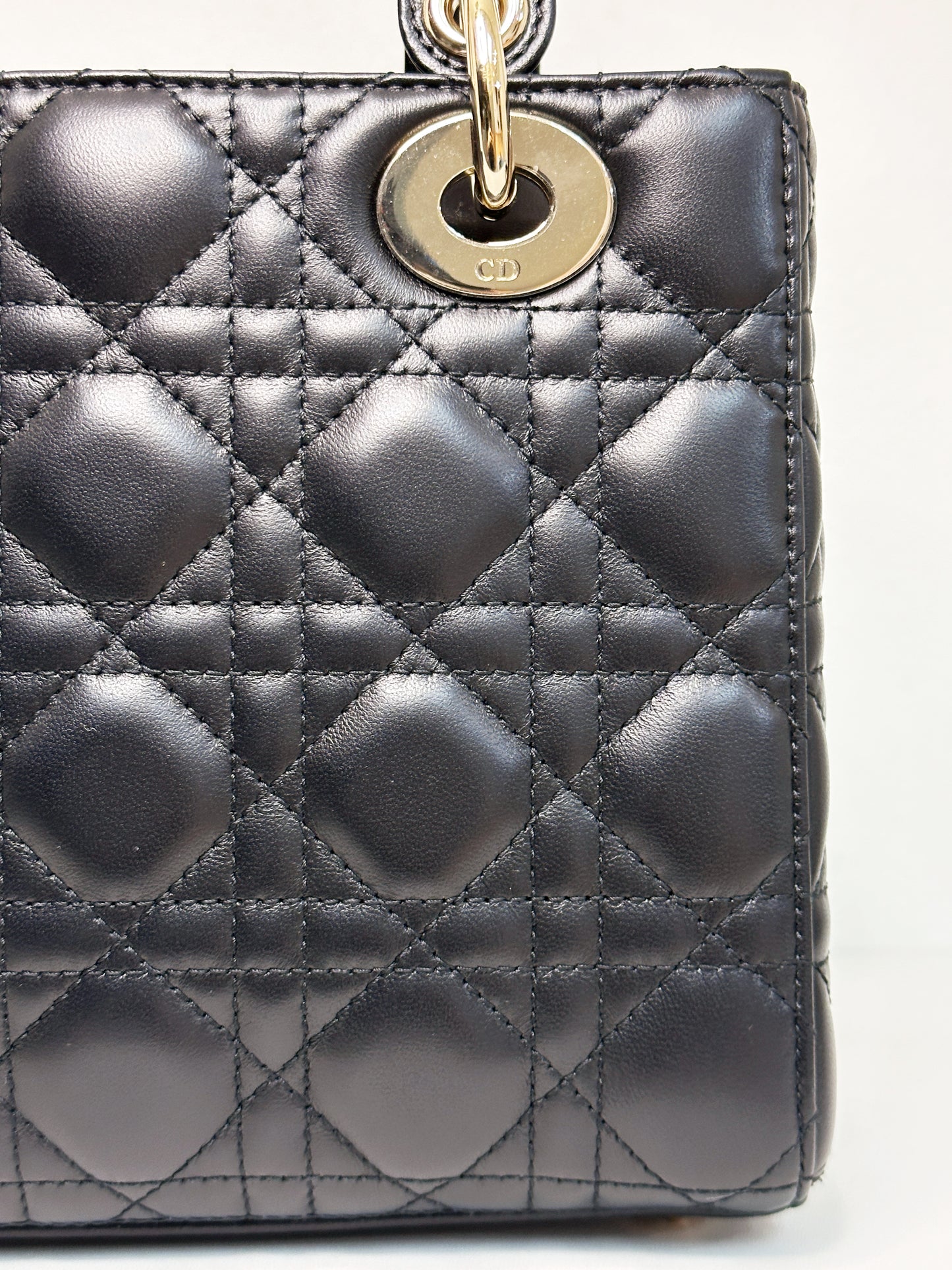 Christian Dior Small Cannage Lambskin My Lady Dior ABC Bag Black GHW