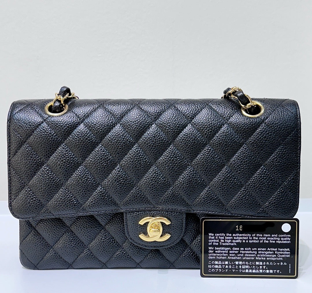 Chanel Medium Classic Flip Caviar Bag Black GHW