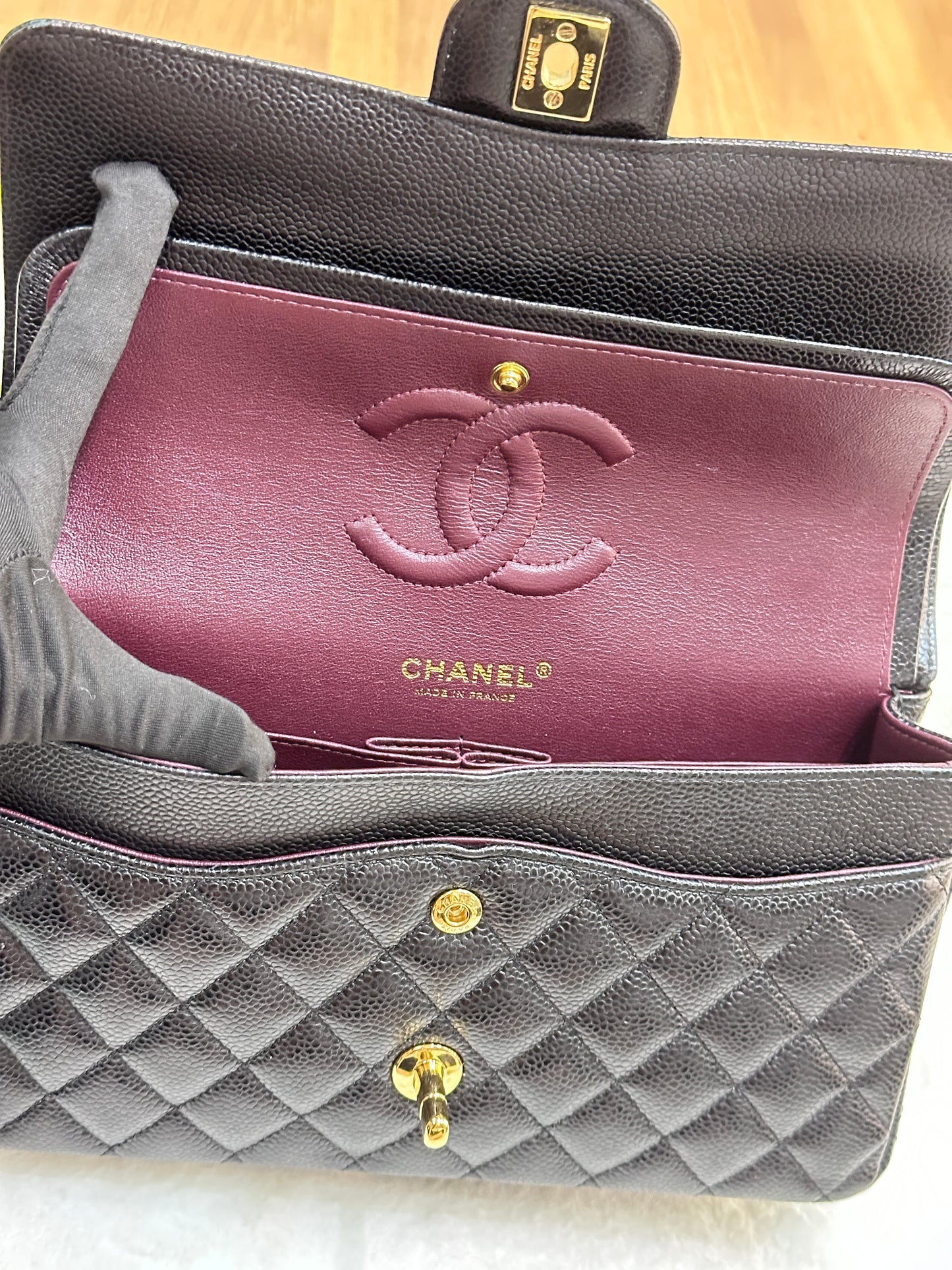 Chanel Medium Caviar Double Flap Black Bag GHW