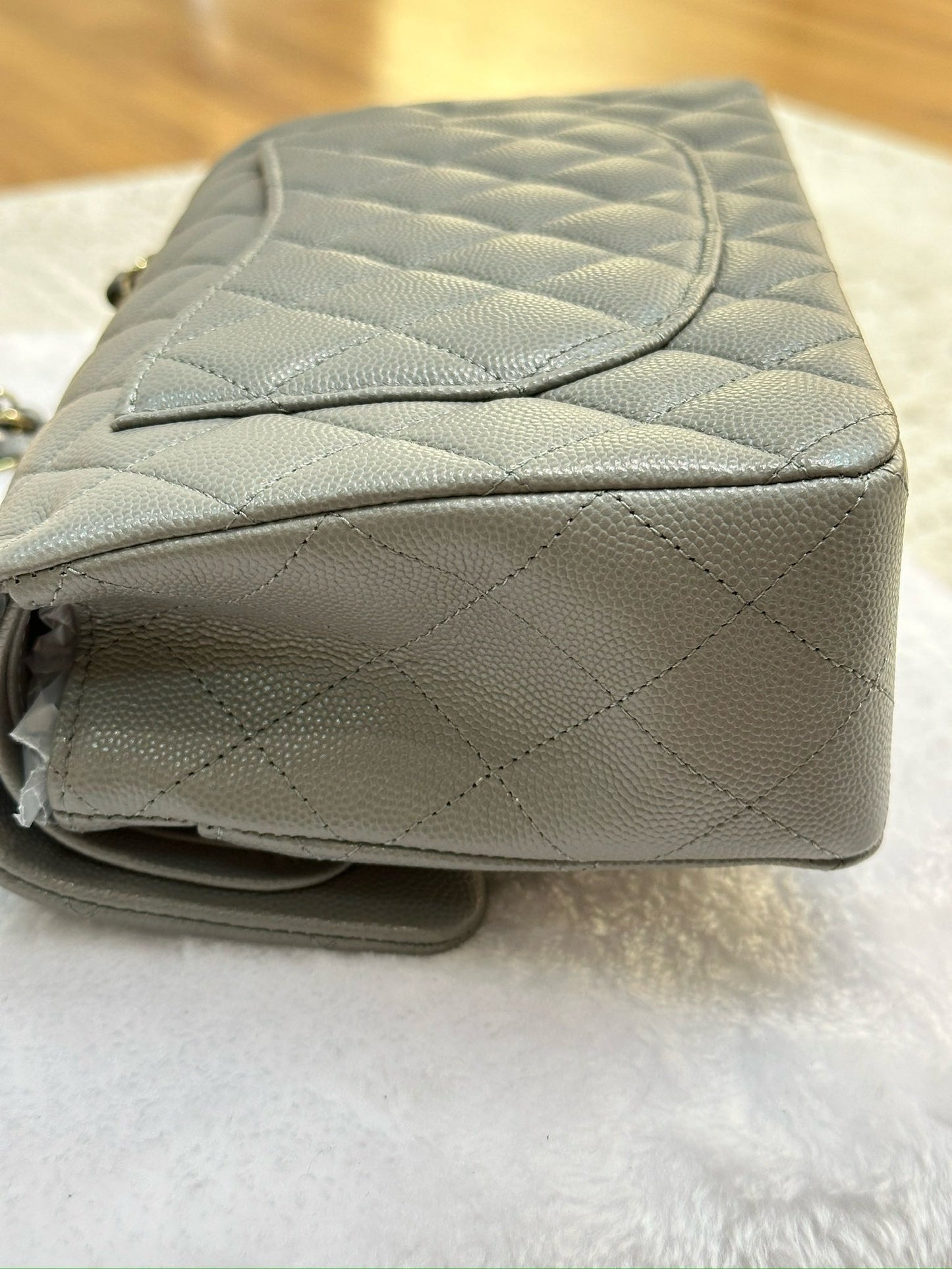 Chanel Small Caviar Quilted Double Flap Grey LGHW