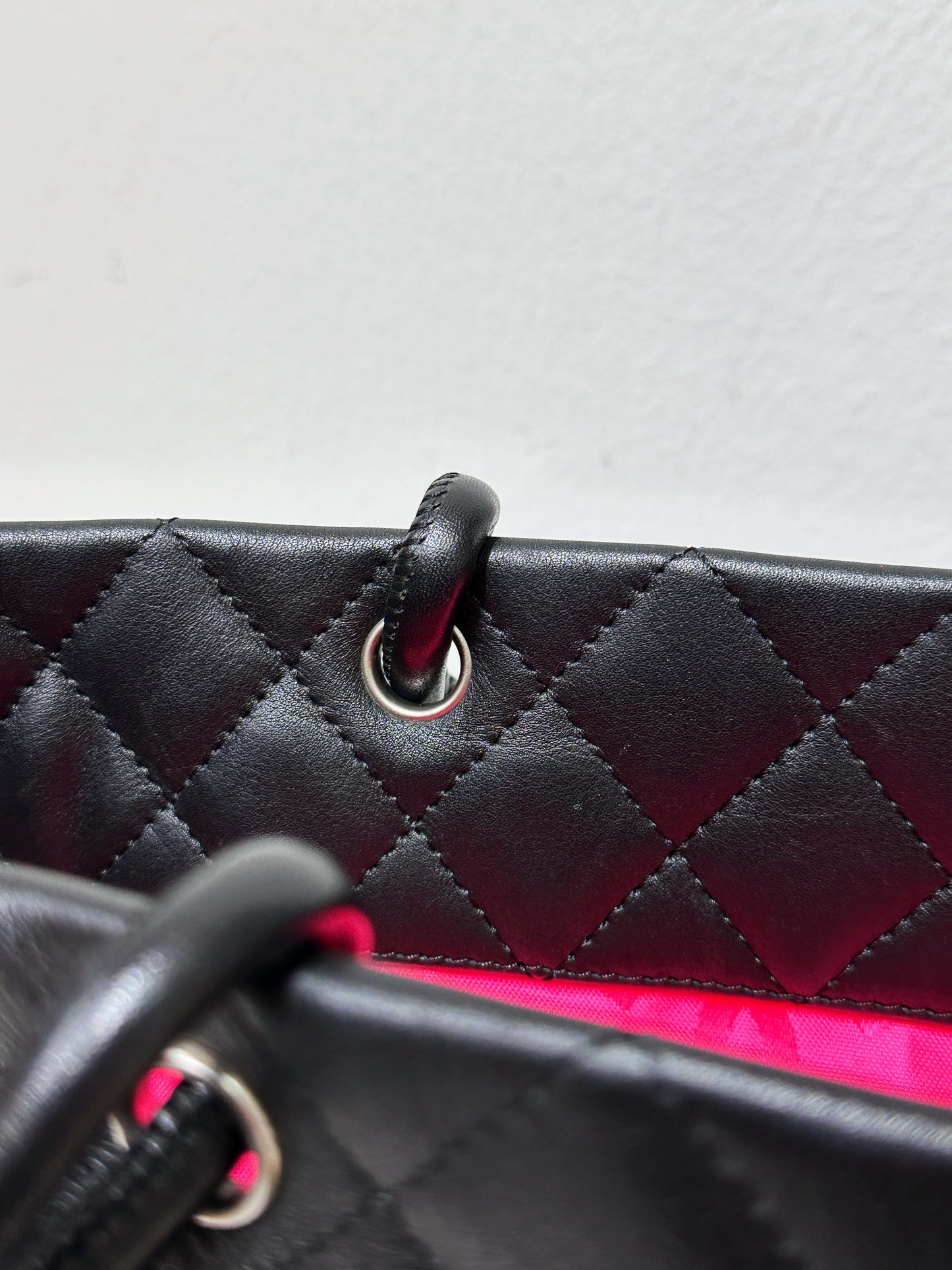 Chanel Calfskin Cambon Line Medium Tote Bag Black 1531 holo