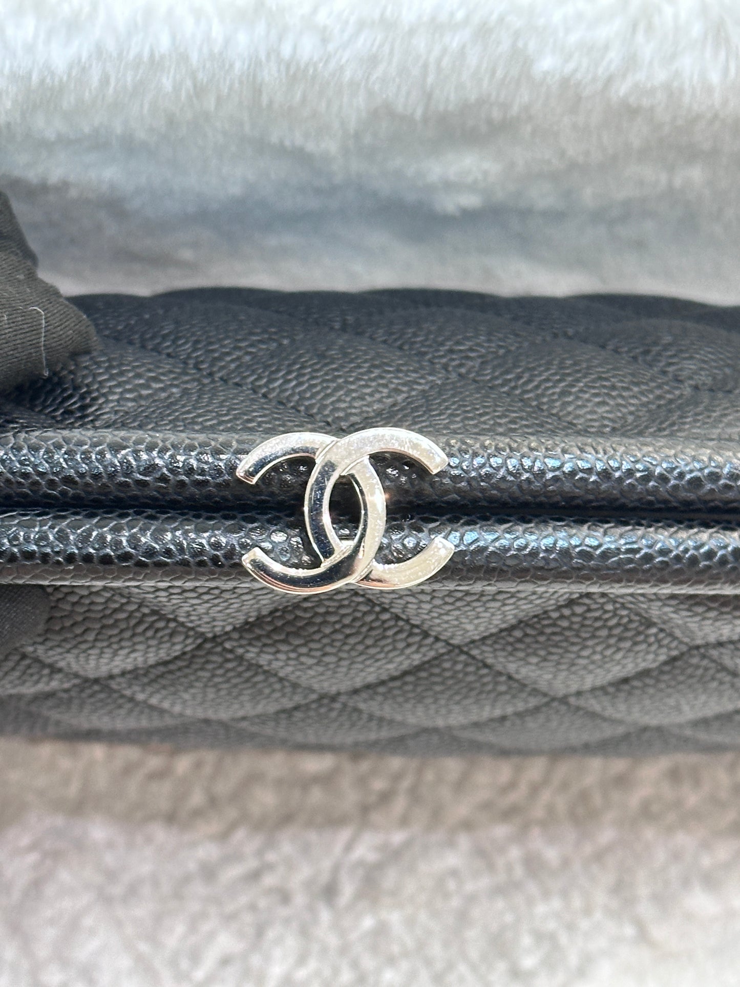 Chanel Quilted Timeless Kisslock Clutch Black Caviar SHW