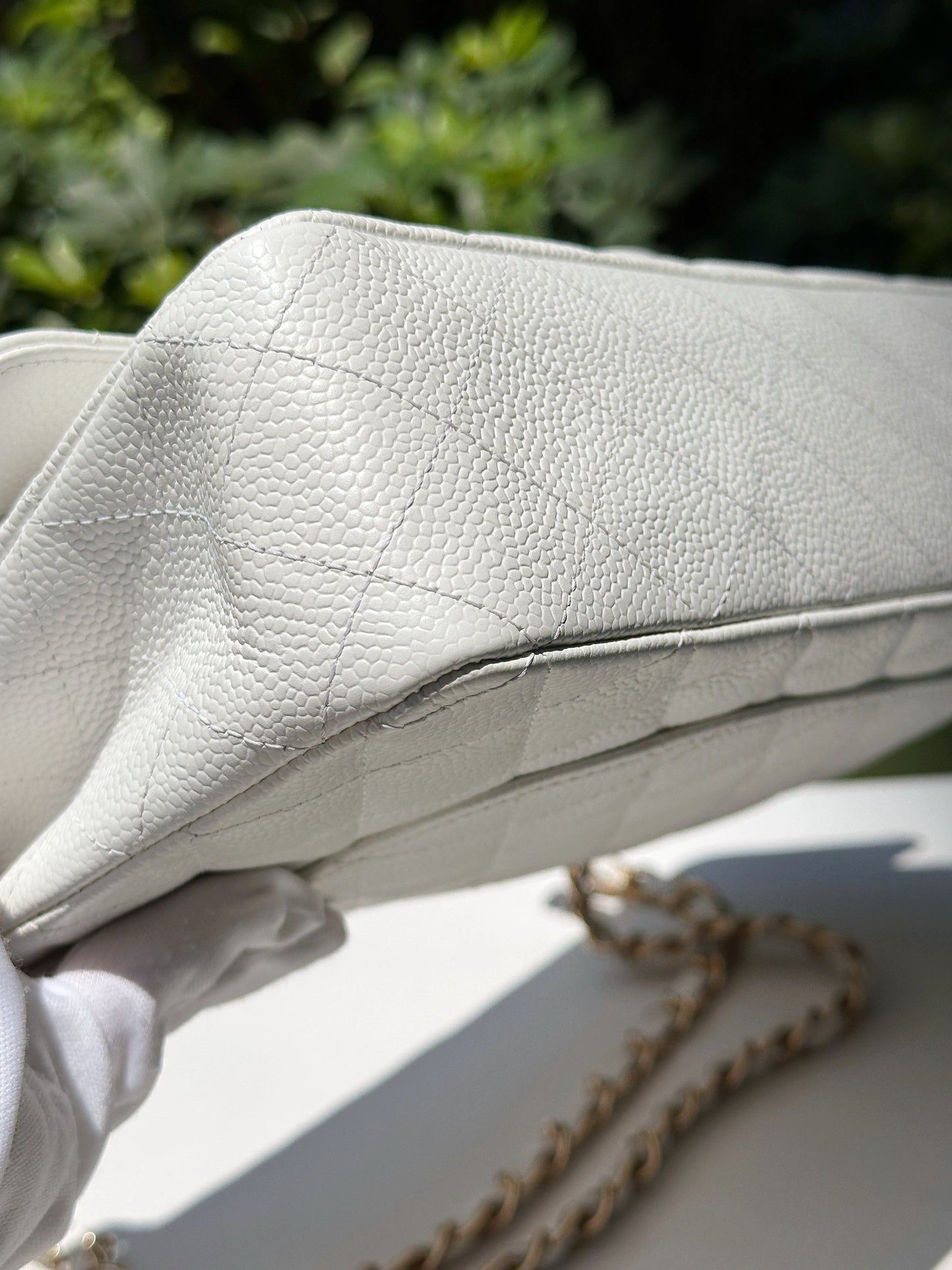 Chanel White Caviar Medium Classic Double Flap Bag 1350 holo