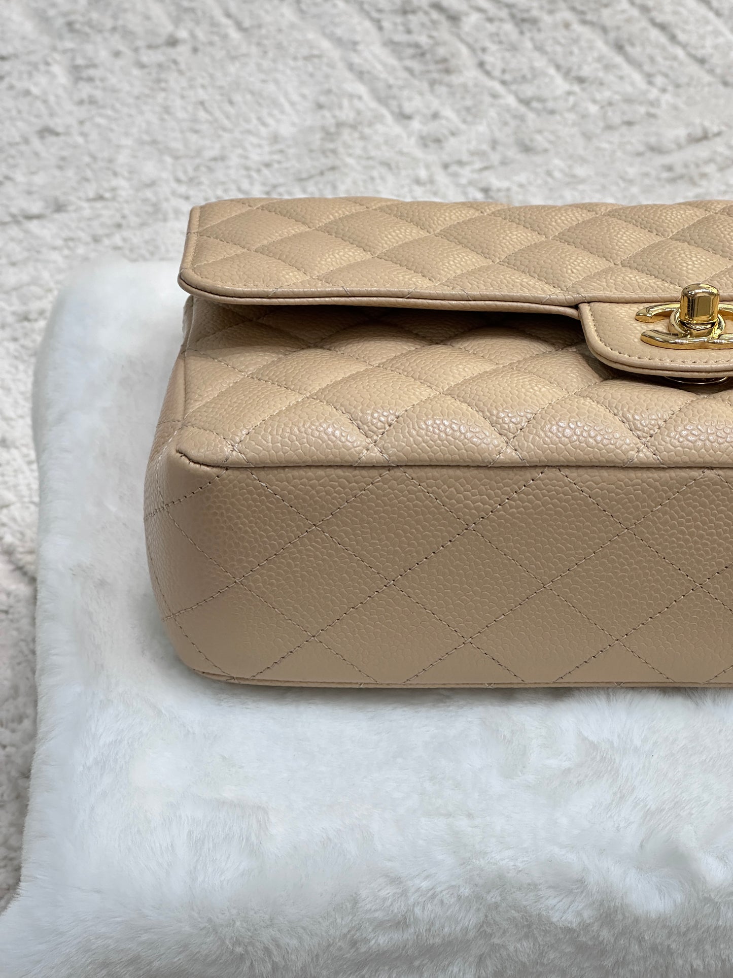 Chanel Medium Caviar Classic Double Flap Bag Beige