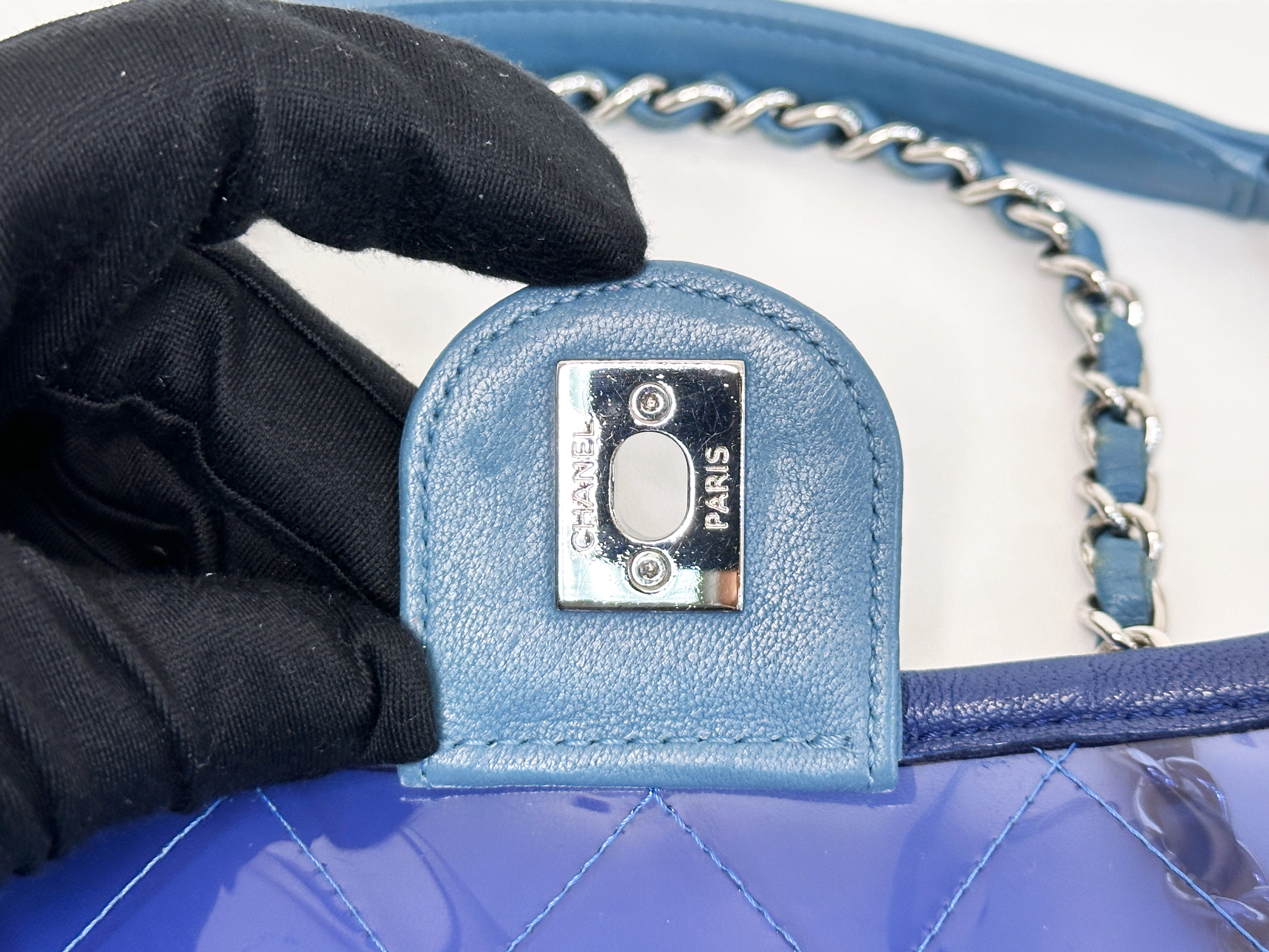 Chanel Blue Coco Splash PVC Medium Flap Bag 2583 holo