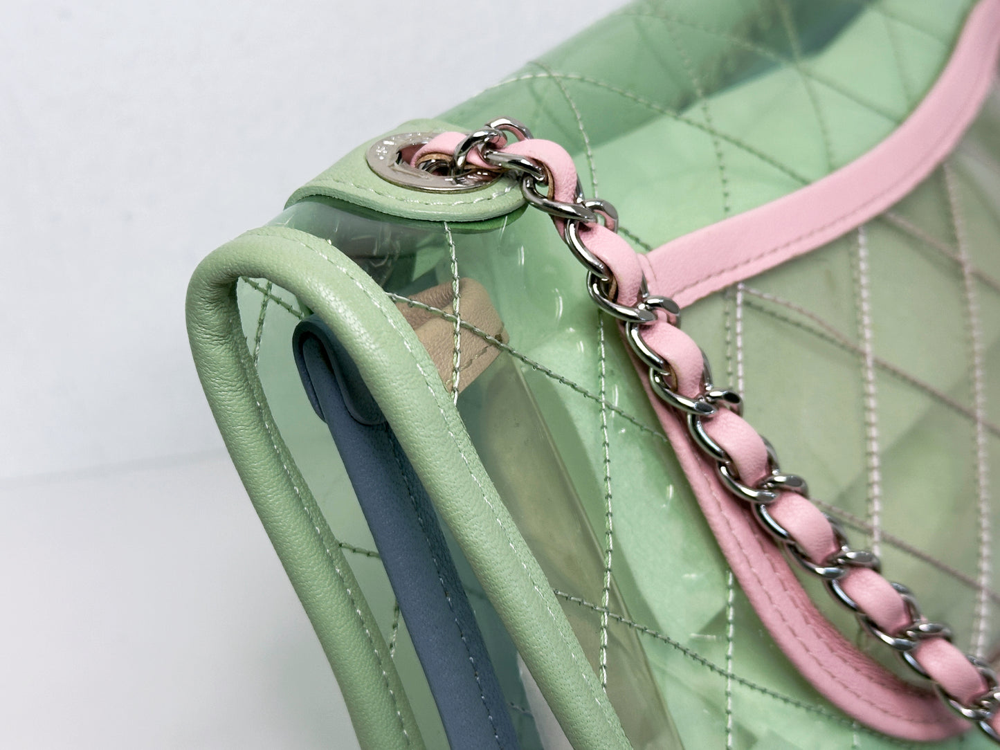 Chanel Coco Splash PVC Medium Flap Bag Green/Blue/Pink 254975 holo