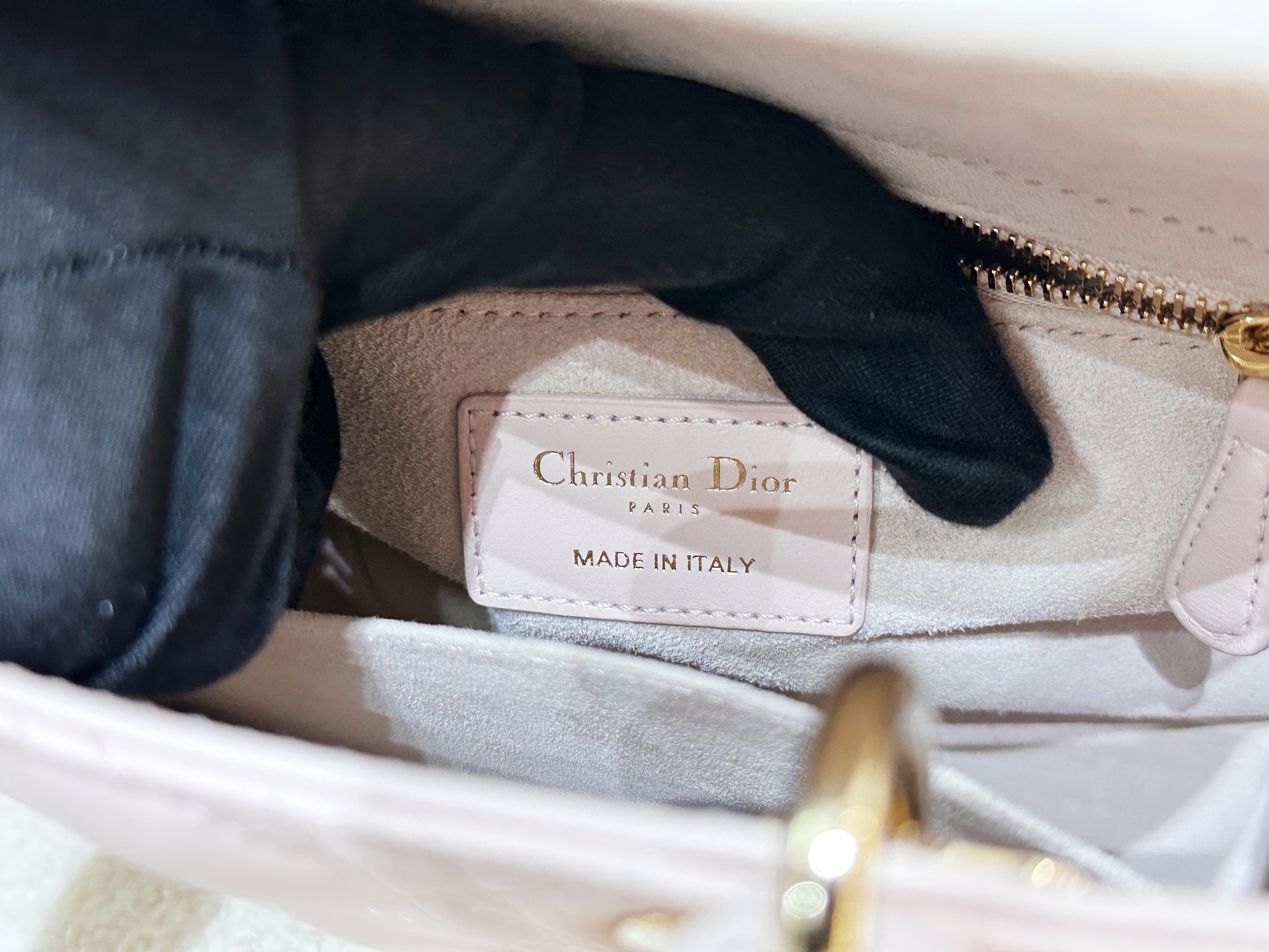 Christian Dior Small Lady Dior My ABCDior Bag Powder Pink Cannage Lambskin