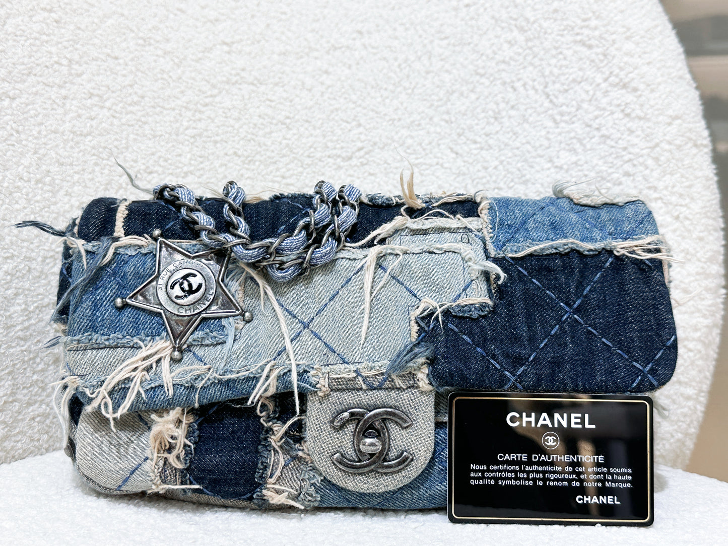 Chanel Blue Denim Paris Dallas Flap Bag Aged Silver Hardware, 2014