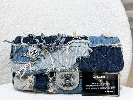 Chanel Blue Denim Paris Dallas Flap Bag Aged Silver Hardware, 2014