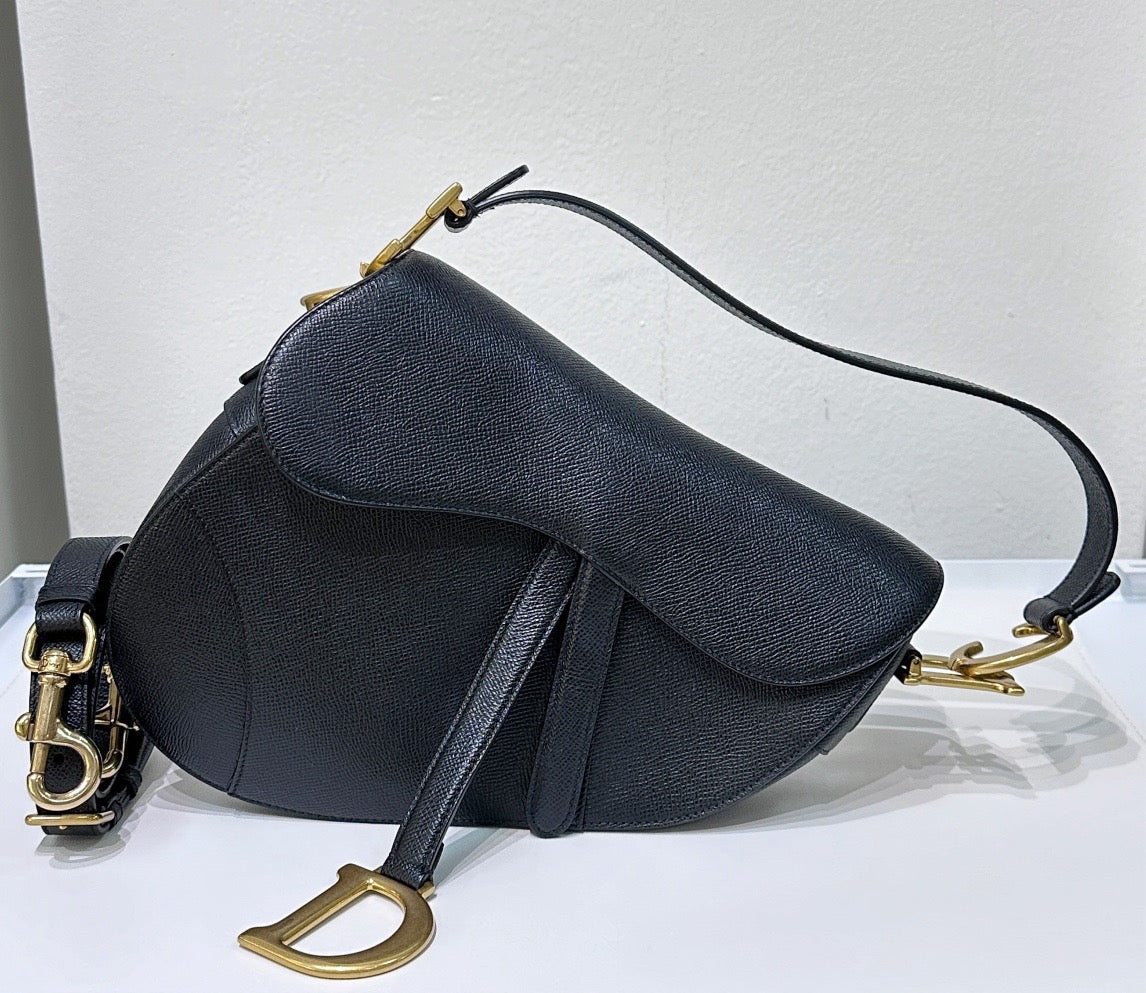 Christian Dior Meidum Leather Saddle Bag Black