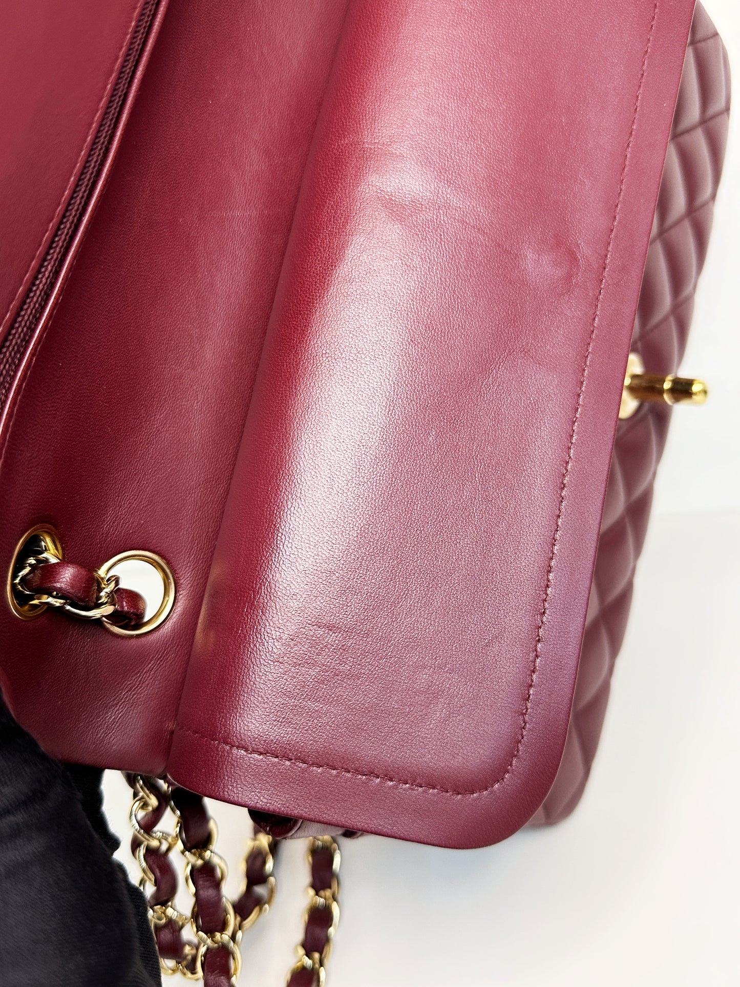Chanel Classic Quilted Lambskin Medium Double Flap Bag Burgundy 2173 holo