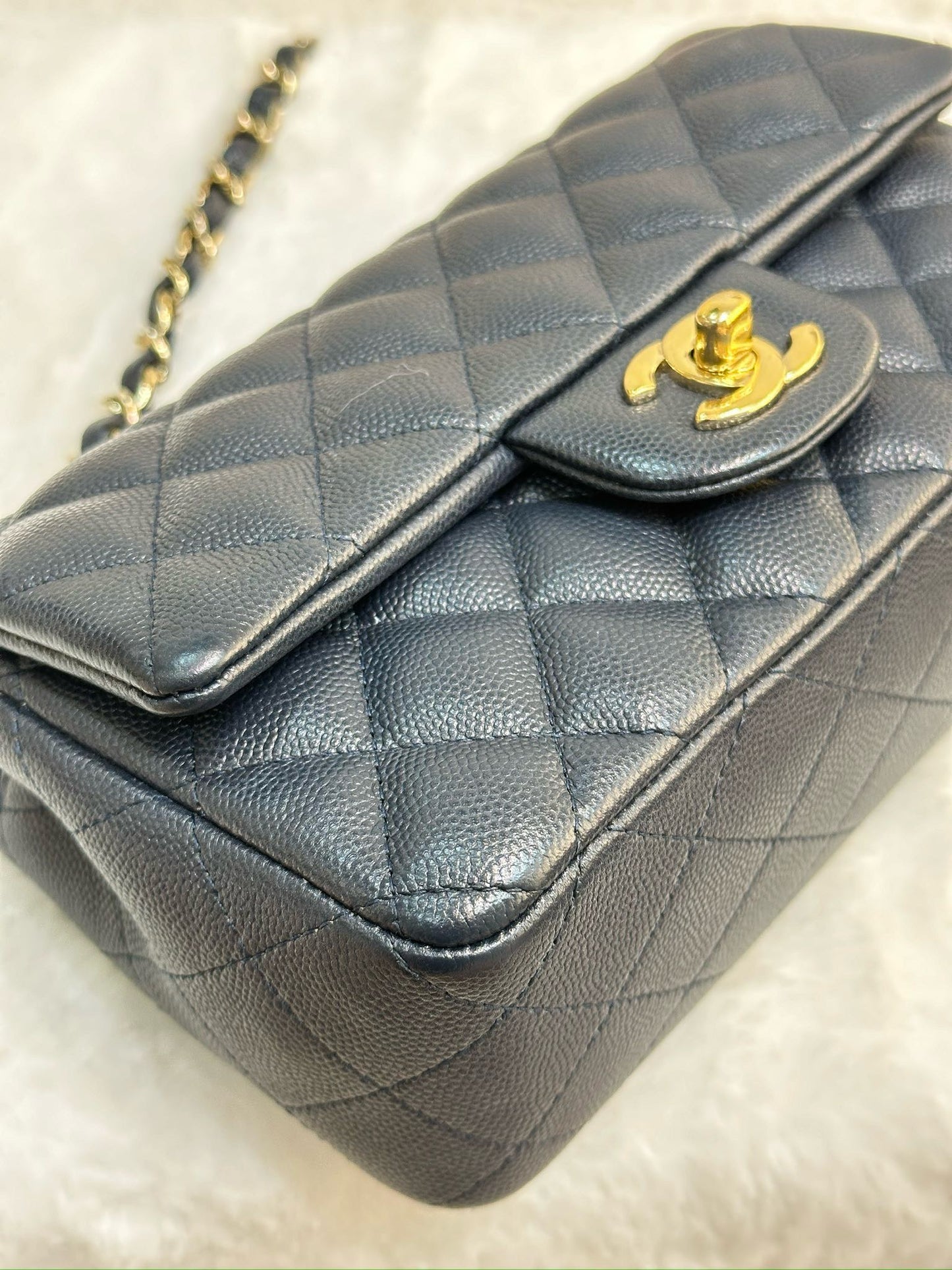 Chanel Mini Rectangular Caviar Navy Blue GHW