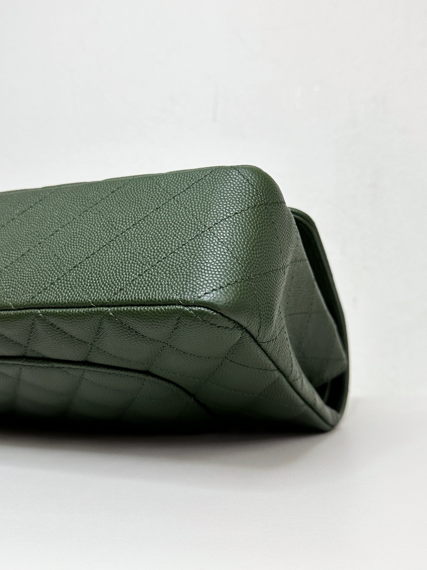 Chanel Medium Classic Quilted Double Flap Bag Green 2517 holo