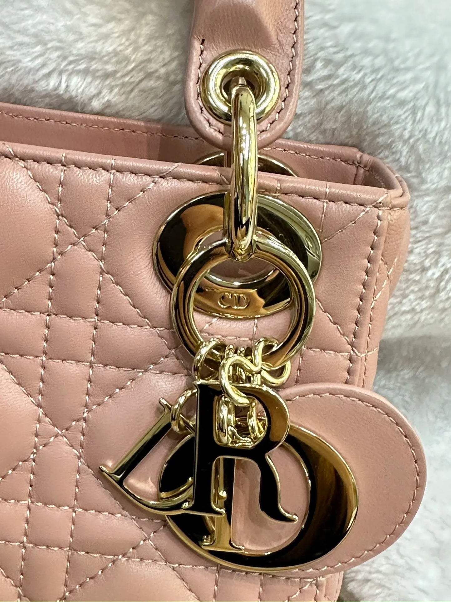 Christian Dior Mini Lambskin Cannage Lady Dior Pink GHW