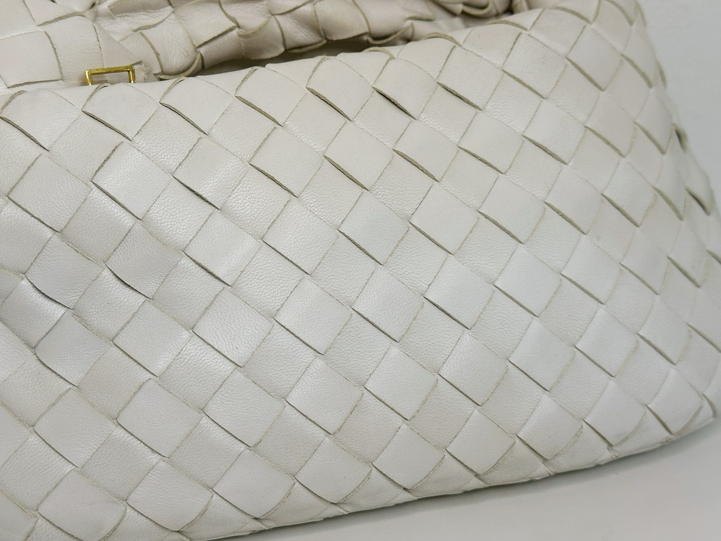 Bottega Veneta White Intrecciato Leather Mini Jodie Bag