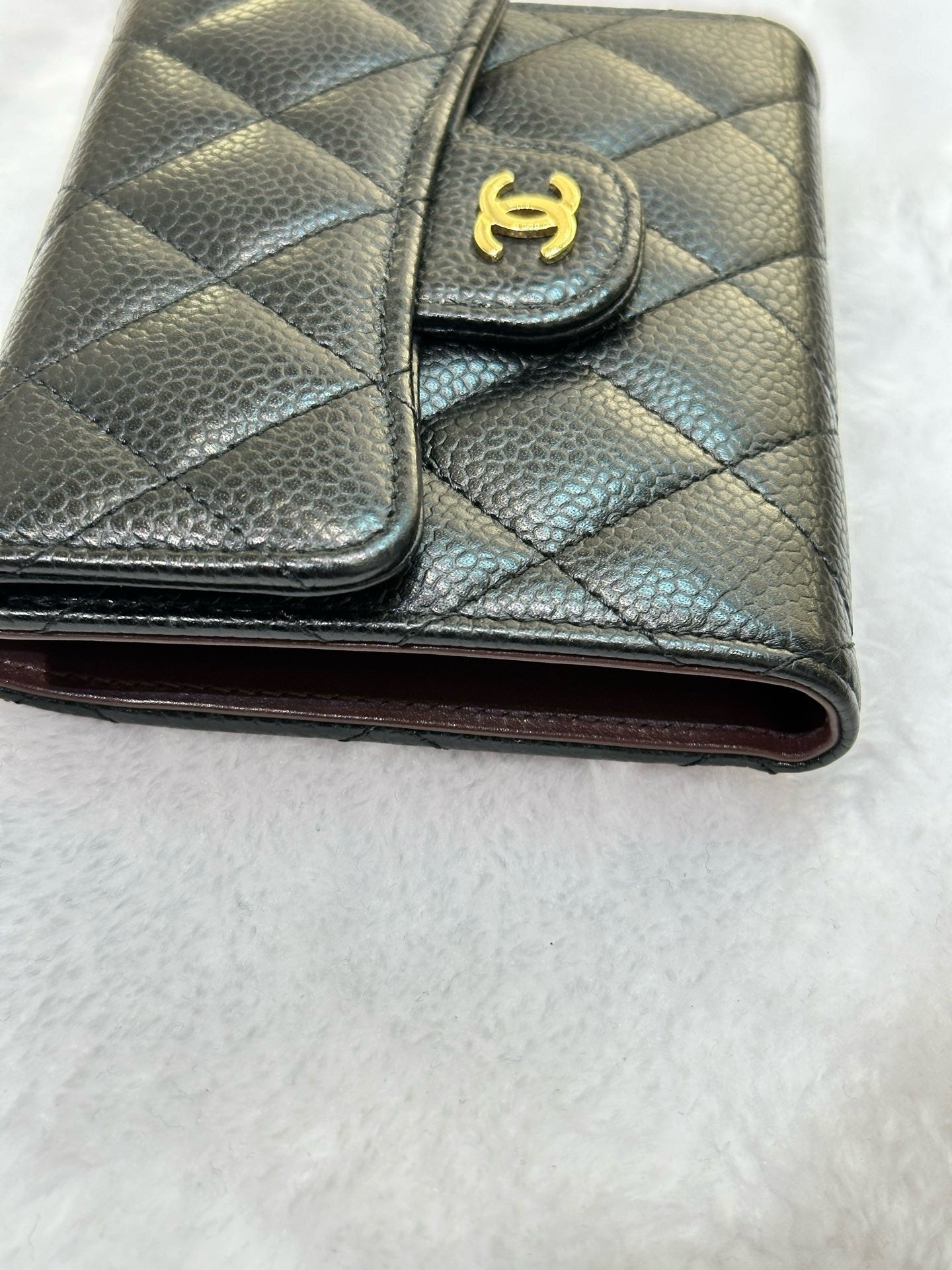 Chanel Flap Wallet Black Caviar GHW GPT tag