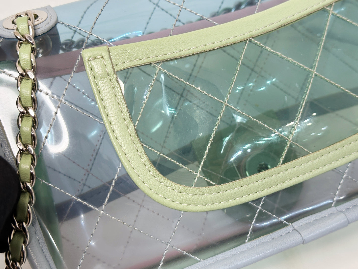 Chanel Coco Splash PVC Mini Flap Bag Blue/Pink/Green 2582 holo