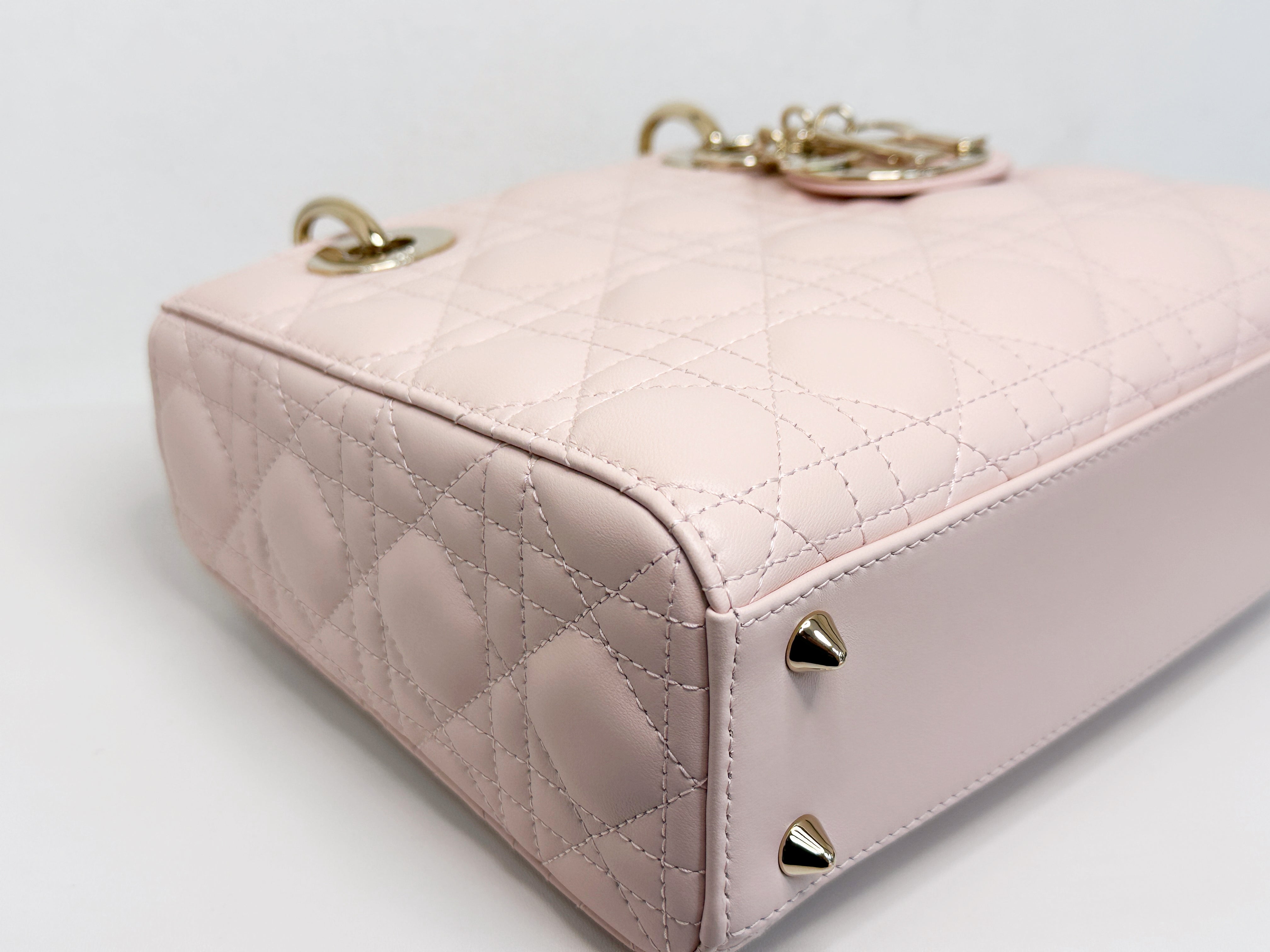 Christian Dior Small Lady Dior My ABCDior Bag Powder Pink Cannage Lambskin