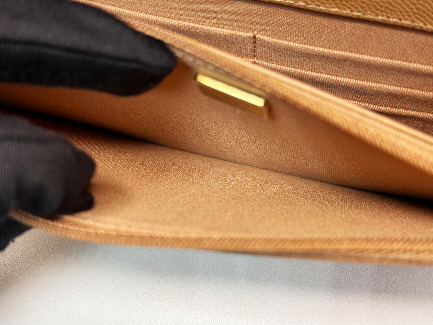 Chanel 23P Caramel Dark Beige Caviar Classic Quilted Wallet on chain LGHW UK27 microchip