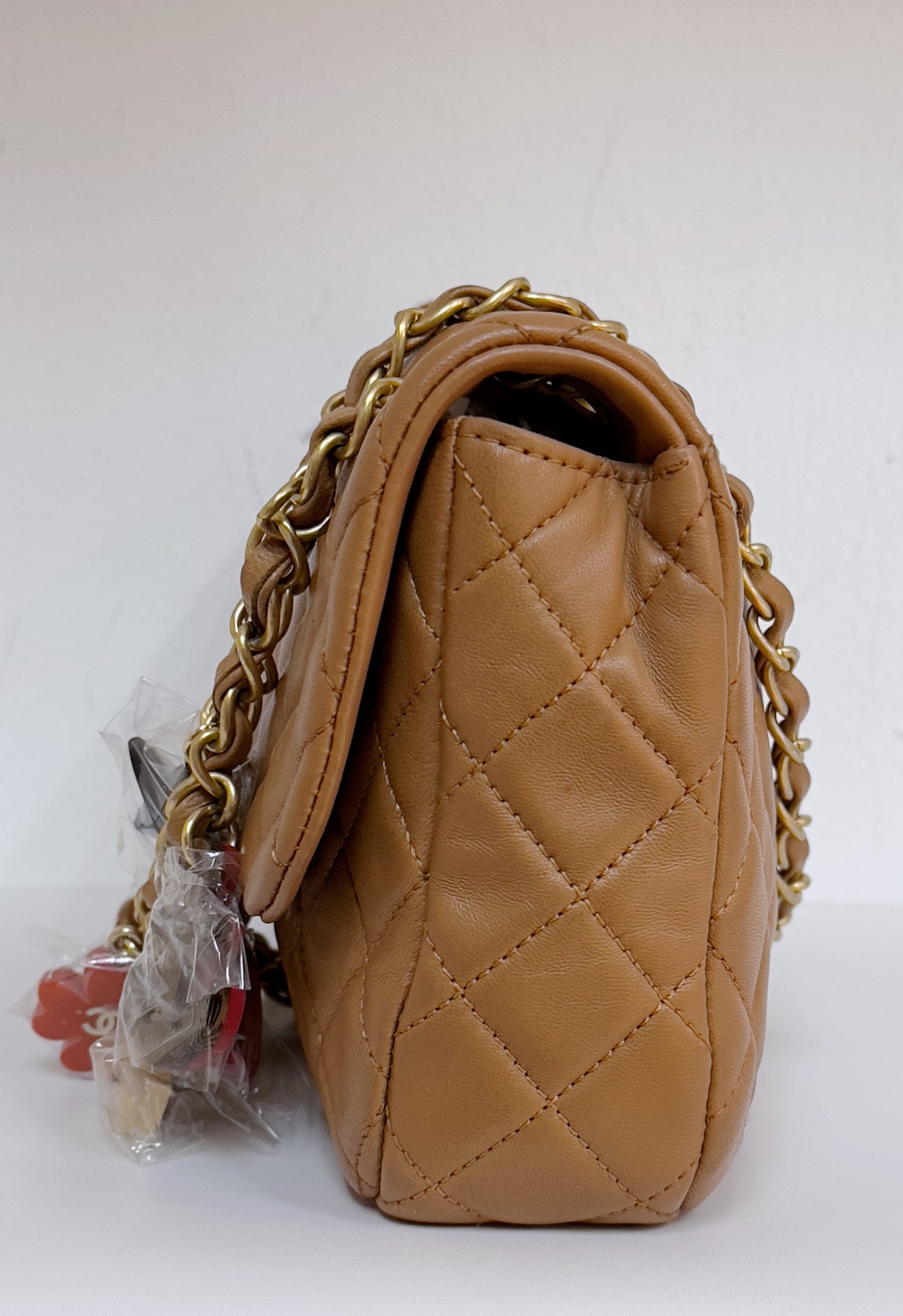 Chanel Lambskin Valentine Charms  Small Flap Beige 1427 holo card