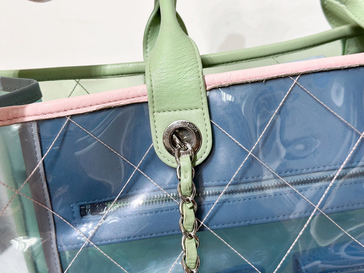 Chanel PVC Green/Pink/Blue Tote bag 2584 holo card